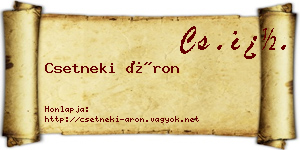 Csetneki Áron névjegykártya