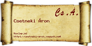 Csetneki Áron névjegykártya